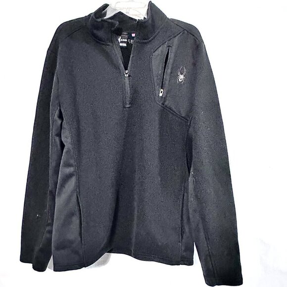 SPYDER Long Sleeve Zip Up Zipper Black Pullover Size XL Extra Large - Picture 1 of 7